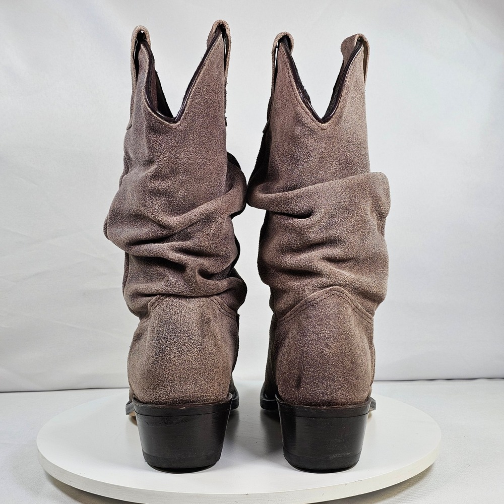 Double-H Ladies Slouch Brown Suede Western Cowboy Boots DH5201 Metal Toe USA 6.5 - Picture 4 of 7